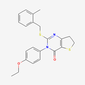 molecular formula C22H22N2O2S2 B2544456 3-(4-ethoxyphenyl)-2-((2-methylbenzyl)thio)-6,7-dihydrothieno[3,2-d]pyrimidin-4(3H)-one CAS No. 686772-66-7