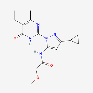 molecular formula C16H21N5O3 B2544459 N-(3-cyclopropyl-1-(5-ethyl-4-methyl-6-oxo-1,6-dihydropyrimidin-2-yl)-1H-pyrazol-5-yl)-2-methoxyacetamide CAS No. 1207017-32-0