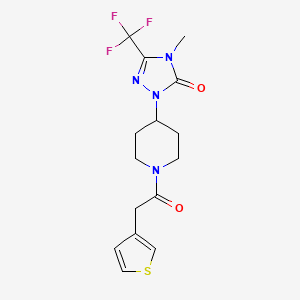 molecular formula C15H17F3N4O2S B2544464 4-methyl-1-(1-(2-(thiophen-3-yl)acetyl)piperidin-4-yl)-3-(trifluoromethyl)-1H-1,2,4-triazol-5(4H)-one CAS No. 2034291-42-2