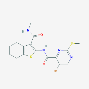 molecular formula C16H17BrN4O2S2 B254447 5-bromo-N-[3-(methylcarbamoyl)-4,5,6,7-tetrahydro-1-benzothiophen-2-yl]-2-(methylsulfanyl)pyrimidine-4-carboxamide 