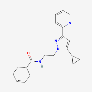 molecular formula C20H24N4O B2544473 N-(2-(5-环丙基-3-(吡啶-2-基)-1H-吡唑-1-基)乙基)环己-3-烯甲酰胺 CAS No. 1798028-52-0