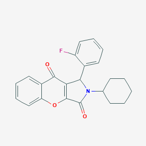 molecular formula C23H20FNO3 B254448 2-Cyclohexyl-1-(2-fluorophenyl)-1,2-dihydrochromeno[2,3-c]pyrrole-3,9-dione 