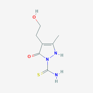 molecular formula C7H11N3O2S B2544487 4-(2-羟乙基)-3-甲基-5-氧代-2,5-二氢-1H-吡唑-1-甲硫代酰胺 CAS No. 850497-29-9