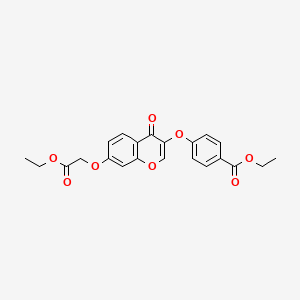 molecular formula C22H20O8 B2544499 Ethyl 2-{3-[4-(ethoxycarbonyl)phenoxy]-4-oxochromen-7-yloxy}acetate CAS No. 637750-64-2
