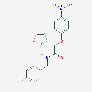 molecular formula C20H17FN2O5 B254450 N-(4-fluorobenzyl)-N-(2-furylmethyl)-2-(4-nitrophenoxy)acetamide 