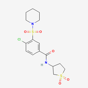 molecular formula C16H21ClN2O5S2 B2544503 4-chloro-N-(1,1-dioxidotetrahydrothiophen-3-yl)-3-(piperidin-1-ylsulfonyl)benzamide CAS No. 877818-71-8