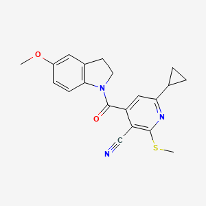 6-cyclopropyl-4-(5-methoxy-2,3-dihydro-1H-indole-1-carbonyl)-2-(methylsulfanyl)pyridine-3-carbonitrile