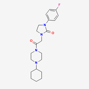 molecular formula C21H29FN4O2 B2544522 1-(2-(4-Cyclohexylpiperazin-1-yl)-2-oxoethyl)-3-(4-fluorophenyl)imidazolidin-2-one CAS No. 1251625-08-7