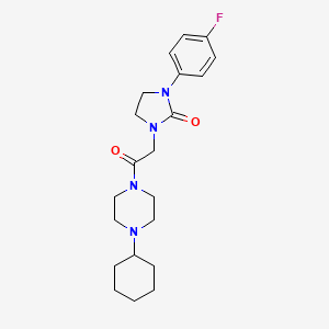 molecular formula C21H29FN4O2 B2544522 1-(2-(4-环己基哌嗪-1-基)-2-氧代乙基)-3-(4-氟苯基)咪唑烷-2-酮 CAS No. 1251625-08-7