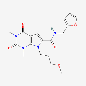 molecular formula C18H22N4O5 B2544523 N-(呋喃-2-基甲基)-7-(3-甲氧基丙基)-1,3-二甲基-2,4-二氧代-2,3,4,7-四氢-1H-吡咯并[2,3-d]嘧啶-6-甲酰胺 CAS No. 1021023-23-3