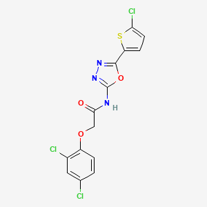 molecular formula C14H8Cl3N3O3S B2544533 N-[5-(5-chlorothiophen-2-yl)-1,3,4-oxadiazol-2-yl]-2-(2,4-dichlorophenoxy)acetamide CAS No. 888410-63-7