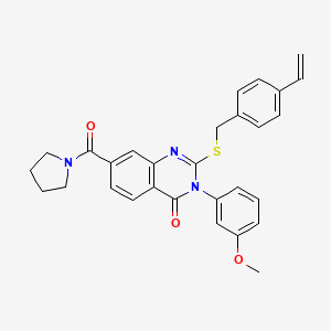molecular formula C29H27N3O3S B2544535 3-(3-methoxyphenyl)-7-(pyrrolidine-1-carbonyl)-2-((4-vinylbenzyl)thio)quinazolin-4(3H)-one CAS No. 1115525-75-1