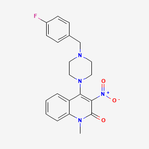 molecular formula C21H21FN4O3 B2544540 4-(4-(4-fluorobenzyl)piperazin-1-yl)-1-methyl-3-nitroquinolin-2(1H)-one CAS No. 384365-69-9