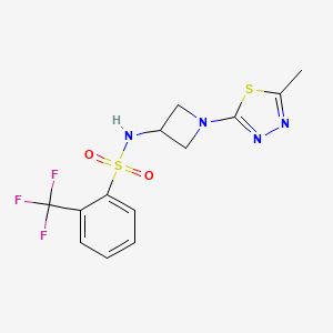 molecular formula C13H13F3N4O2S2 B2544542 N-[1-(5-Methyl-1,3,4-thiadiazol-2-yl)azetidin-3-yl]-2-(trifluoromethyl)benzenesulfonamide CAS No. 2415520-31-7