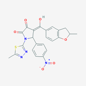 molecular formula C23H18N4O6S B254455 3-hydroxy-4-[(2-methyl-2,3-dihydro-1-benzofuran-5-yl)carbonyl]-1-(5-methyl-1,3,4-thiadiazol-2-yl)-5-(4-nitrophenyl)-1,5-dihydro-2H-pyrrol-2-one 