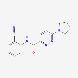 molecular formula C16H15N5O B2544553 N-(2-cyanophenyl)-6-(pyrrolidin-1-yl)pyridazine-3-carboxamide CAS No. 1421585-56-9