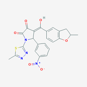 molecular formula C23H18N4O6S B254456 3-hydroxy-4-[(2-methyl-2,3-dihydro-1-benzofuran-5-yl)carbonyl]-1-(5-methyl-1,3,4-thiadiazol-2-yl)-5-(3-nitrophenyl)-1,5-dihydro-2H-pyrrol-2-one 