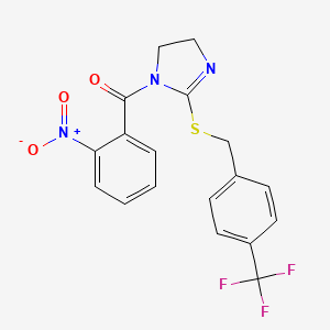 (2-Nitrophenyl)-[2-[[4-(trifluoromethyl)phenyl]methylsulfanyl]-4,5-dihydroimidazol-1-yl]methanone