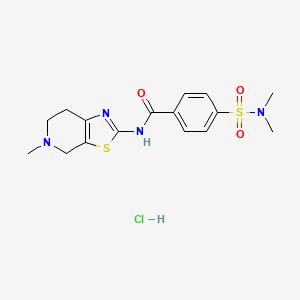 molecular formula C16H21ClN4O3S2 B2544563 4-(N,N-dimethylsulfamoyl)-N-(5-methyl-4,5,6,7-tetrahydrothiazolo[5,4-c]pyridin-2-yl)benzamide hydrochloride CAS No. 1189719-00-3
