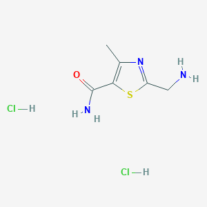 molecular formula C6H11Cl2N3OS B2544565 2-(Aminomethyl)-4-methyl-1,3-thiazole-5-carboxamide dihydrochloride CAS No. 1955540-41-6