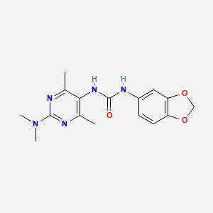 molecular formula C16H19N5O3 B2544571 1-(Benzo[d][1,3]dioxol-5-yl)-3-(2-(dimethylamino)-4,6-dimethylpyrimidin-5-yl)urea CAS No. 1448058-32-9