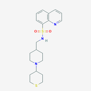 molecular formula C20H27N3O2S2 B2544577 N-((1-(tetrahydro-2H-thiopyran-4-yl)piperidin-4-yl)methyl)quinoline-8-sulfonamide CAS No. 2034383-27-0