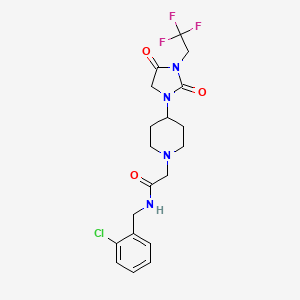 molecular formula C19H22ClF3N4O3 B2544578 N-[(2-chlorophenyl)methyl]-2-{4-[2,4-dioxo-3-(2,2,2-trifluoroethyl)imidazolidin-1-yl]piperidin-1-yl}acetamide CAS No. 2097903-62-1