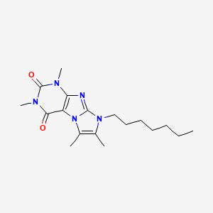 molecular formula C18H27N5O2 B2544583 8-heptyl-1,3,6,7-tetramethyl-1H-imidazo[2,1-f]purine-2,4(3H,8H)-dione CAS No. 899727-68-5
