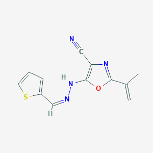 molecular formula C12H10N4OS B254459 2-Isopropenyl-5-[2-(2-thienylmethylene)hydrazino]-1,3-oxazole-4-carbonitrile 