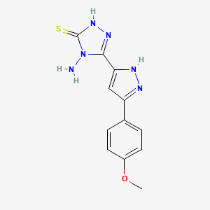 molecular formula C12H12N6OS B2544595 4-amino-5-[3-(4-methoxyphenyl)-1H-pyrazol-5-yl]-4H-1,2,4-triazole-3-thiol CAS No. 1032282-87-3