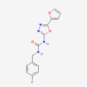molecular formula C14H11FN4O3 B2544597 1-(4-Fluorobenzyl)-3-(5-(furan-2-yl)-1,3,4-oxadiazol-2-yl)urea CAS No. 1203072-23-4