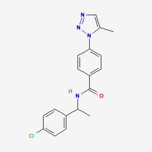 molecular formula C18H17ClN4O B2544598 N-[1-(4-chlorophenyl)ethyl]-4-(5-methyl-1H-1,2,3-triazol-1-yl)benzamide CAS No. 1049120-94-6