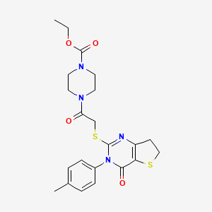 Ethyl 4-[2-[[3-(4-methylphenyl)-4-oxo-6,7-dihydrothieno[3,2-d]pyrimidin-2-yl]sulfanyl]acetyl]piperazine-1-carboxylate