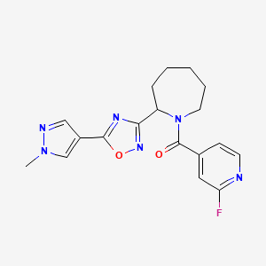 molecular formula C18H19FN6O2 B2544609 1-(2-fluoropyridine-4-carbonyl)-2-[5-(1-methyl-1H-pyrazol-4-yl)-1,2,4-oxadiazol-3-yl]azepane CAS No. 1797751-21-3