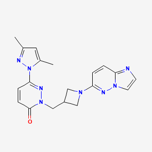 molecular formula C19H20N8O B2544615 6-(3,5-dimethyl-1H-pyrazol-1-yl)-2-[(1-{imidazo[1,2-b]pyridazin-6-yl}azetidin-3-yl)methyl]-2,3-dihydropyridazin-3-one CAS No. 2176070-37-2