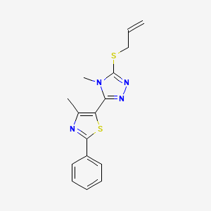 molecular formula C16H16N4S2 B2544616 4-甲基-5-(4-甲基-2-苯基-1,3-噻唑-5-基)-4H-1,2,4-三唑-3-基硫醚烯丙酯 CAS No. 338760-18-2