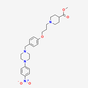 molecular formula C27H36N4O5 B2544620 Methyl 1-[3-(4-{[4-(4-nitrophenyl)piperazino]methyl}phenoxy)propyl]-4-piperidinecarboxylate CAS No. 860649-27-0