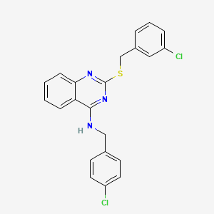 N-[(4-chlorophenyl)methyl]-2-[(3-chlorophenyl)methylsulfanyl]quinazolin-4-amine