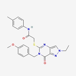 molecular formula C24H25N5O3S B2544627 2-((2-乙基-6-(4-甲氧基苄基)-7-氧代-6,7-二氢-2H-吡唑并[4,3-d]嘧啶-5-基)硫代)-N-(对甲苯基)乙酰胺 CAS No. 932339-24-7
