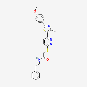 molecular formula C25H24N4O2S2 B2544635 2-((6-(2-(4-methoxyphenyl)-4-methylthiazol-5-yl)pyridazin-3-yl)thio)-N-phenethylacetamide CAS No. 955239-93-7