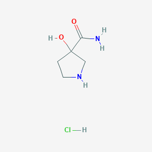 molecular formula C5H11ClN2O2 B2544638 3-Hydroxypyrrolidine-3-carboxamide hydrochloride CAS No. 1598431-08-3; 1796959-63-1