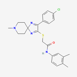 2-((3-(4-chlorophenyl)-8-methyl-1,4,8-triazaspiro[4.5]deca-1,3-dien-2-yl)thio)-N-(3,4-dimethylphenyl)acetamide