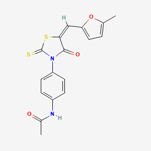 molecular formula C17H14N2O3S2 B2544649 N-(4-{(5E)-5-[(5-methylfuran-2-yl)methylidene]-4-oxo-2-thioxo-1,3-thiazolidin-3-yl}phenyl)acetamide CAS No. 868147-11-9