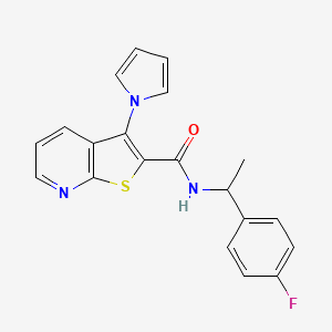 molecular formula C20H16FN3OS B2544656 N-(1-(4-fluorophenyl)ethyl)-3-(1H-pyrrol-1-yl)thieno[2,3-b]pyridine-2-carboxamide CAS No. 1112385-30-4