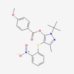 molecular formula C22H23N3O5S B2544660 [2-Tert-butyl-5-methyl-4-(2-nitrophenyl)sulfanylpyrazol-3-yl] 4-methoxybenzoate CAS No. 851127-57-6