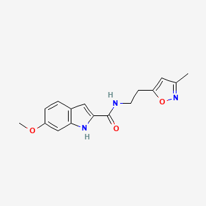 molecular formula C16H17N3O3 B2544661 6-methoxy-N-(2-(3-methylisoxazol-5-yl)ethyl)-1H-indole-2-carboxamide CAS No. 1421443-68-6