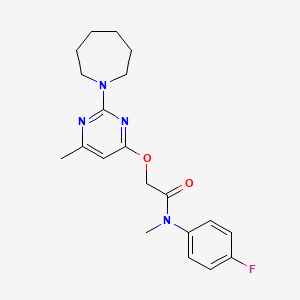 molecular formula C20H25FN4O2 B2544662 2-{[4-(3-甲基丁酰基)哌嗪-1-基]羰基}-1H-吲哚 CAS No. 1226448-35-6