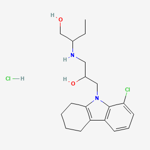molecular formula C19H28Cl2N2O2 B2544682 2-((3-(8-chloro-3,4-dihydro-1H-carbazol-9(2H)-yl)-2-hydroxypropyl)amino)butan-1-ol hydrochloride CAS No. 1185060-09-6