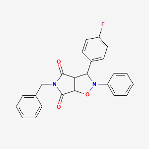 molecular formula C24H19FN2O3 B2544687 5-benzyl-3-(4-fluorophenyl)-2-phenyldihydro-2H-pyrrolo[3,4-d]isoxazole-4,6(5H,6aH)-dione CAS No. 312605-63-3