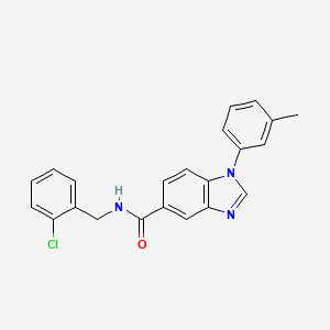 molecular formula C22H18ClN3O B2544690 N-[(2-chlorophenyl)methyl]-1-(3-methylphenyl)benzimidazole-5-carboxamide CAS No. 422554-26-5